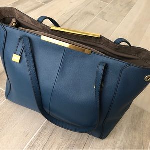 J. Crew Claremont Leather Tote | Color:Blue